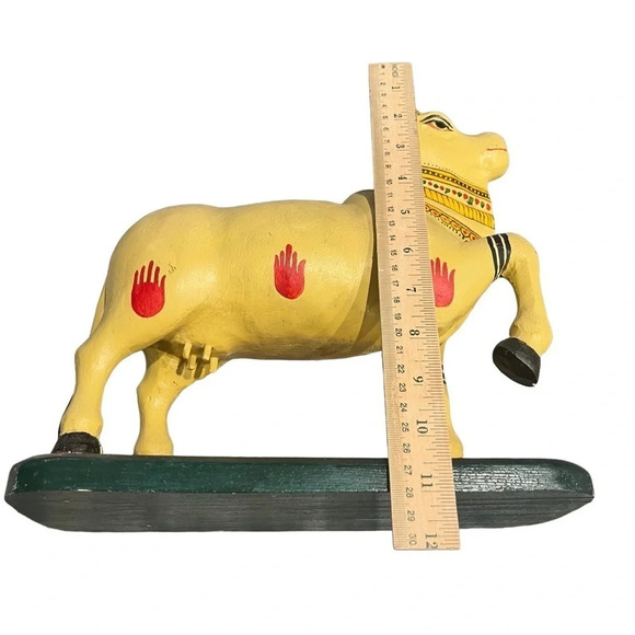 Nando Hindu Bull Hand Carved Hand Painted India Folk Art Boho - Picture 6 of 8